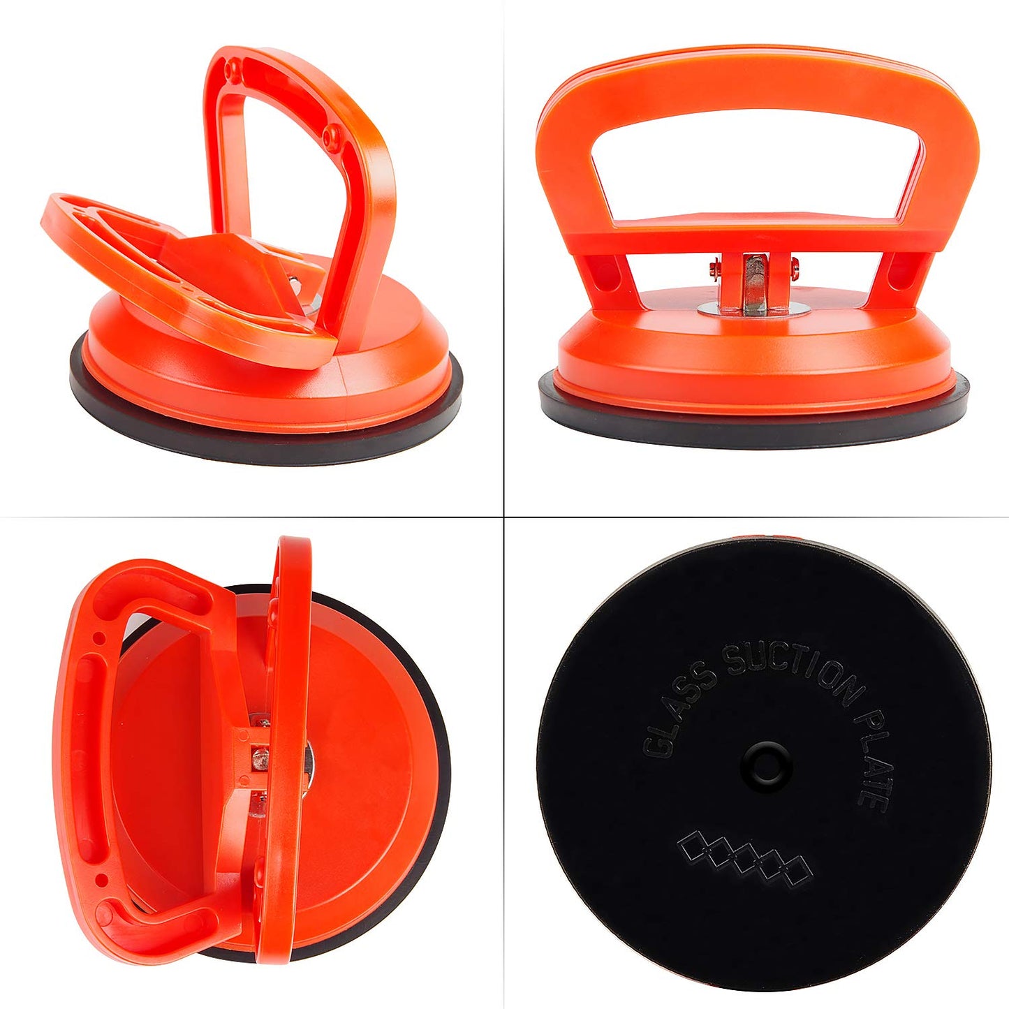 EXLECO 2X 118mm Glas Saugheber Saugnapf Tragkraft 40kg Glassauger Saugheber Glasheber Saugnapfhalter Saugnapf Vakuumheber Orange
